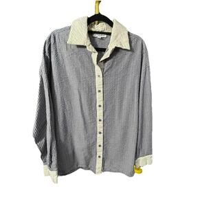 Pretty Garbage Blue & White Striped Oversized Button-up Shirt Sz Small